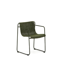 Load image into Gallery viewer, Maurina stackable chair in green galvanised steel and green rope cord