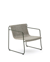 Load image into Gallery viewer, Maurina stackable armchair in green galvanised steel and ecru and grey rope cord