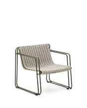 Load image into Gallery viewer, Maurina stackable armchair in green galvanised steel and ecru and grey rope cord - image 5
