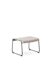 Load image into Gallery viewer, Maurina footrest in green galvanised steel and ecru and grey rope cord 58 x 52.5cm
