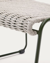 Load image into Gallery viewer, Maurina footrest in green galvanised steel and ecru and grey rope cord 58 x 52.5cm - image 10
