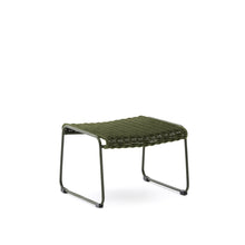 Load image into Gallery viewer, Maurina footrest in green galvanised steel and green rope cord 58 x 52.5cm