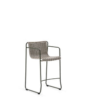 Load image into Gallery viewer, Maurina stool in green galvanised steel and ecru and grey rope cord 64,5cm