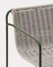 Load image into Gallery viewer, Maurina stool in green galvanised steel and ecru and grey rope cord 64,5cm - image 11