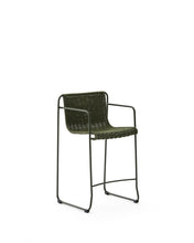 Load image into Gallery viewer, Maurina stool in green galvanised steel and green rope cord 64,5cm