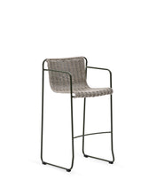Load image into Gallery viewer, Maurina stool in green galvanised steel and ecru and grey rope cord 74,5cm