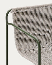 Load image into Gallery viewer, Maurina stool in green galvanised steel and ecru and grey rope cord 74,5cm - image 10
