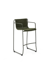 Load image into Gallery viewer, Maurina stackable stool in green galvanised steel and green rope cord 74,5cm