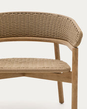Load image into Gallery viewer, Arinella armchair in FSC 100% solid acacia wood with natural finish and beige rope cord - image 12