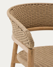Load image into Gallery viewer, Arinella armchair in FSC 100% solid acacia wood with natural finish and beige rope cord - image 14