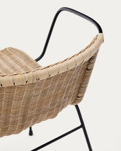 Load image into Gallery viewer, Eltiera stackable chair in synthetic rattan with black steel frame and armrests - image 16