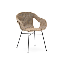 Load image into Gallery viewer, Eltiera stackable chair in synthetic rattan with black steel frame