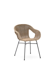 Load image into Gallery viewer, Eltiera stackable chair in synthetic rattan with black steel frame - image 2