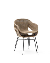 Load image into Gallery viewer, Eltiera stackable chair in synthetic rattan with black steel frame - image 4
