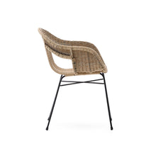 Load image into Gallery viewer, Eltiera stackable chair in synthetic rattan with black steel frame - image 5
