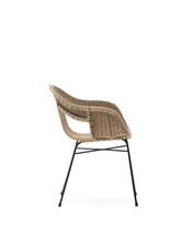 Load image into Gallery viewer, Eltiera stackable chair in synthetic rattan with black steel frame - image 6