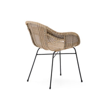 Load image into Gallery viewer, Eltiera stackable chair in synthetic rattan with black steel frame - image 7