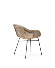 Load image into Gallery viewer, Eltiera stackable chair in synthetic rattan with black steel frame - image 8