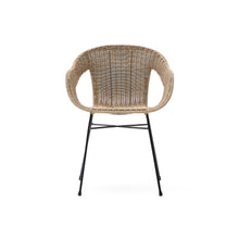 Load image into Gallery viewer, Eltiera stackable chair in synthetic rattan with black steel frame - image 9