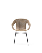 Load image into Gallery viewer, Eltiera stackable chair in synthetic rattan with black steel frame - image 10