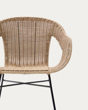 Load image into Gallery viewer, Eltiera stackable chair in synthetic rattan with black steel frame - image 13