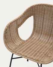 Load image into Gallery viewer, Eltiera stackable chair in synthetic rattan with black steel frame - image 14