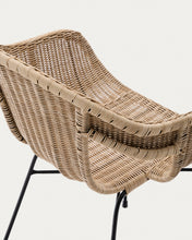 Load image into Gallery viewer, Eltiera stackable chair in synthetic rattan with black steel frame - image 15