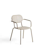 Load image into Gallery viewer, Brai stackable outdoor chair with armrests in taupe galvanised steel