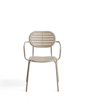 Load image into Gallery viewer, Brai stackable outdoor chair with armrests in taupe galvanised steel - image 2