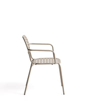 Load image into Gallery viewer, Brai stackable outdoor chair with armrests in taupe galvanised steel - image 3