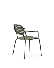 Load image into Gallery viewer, Brai stackable outdoor chair with armrests in green galvanised steel - image 3