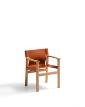 Load image into Gallery viewer, Jan chair made of light brown recycled leather fibres and FSC 100% solid ash wood with natural tone finish