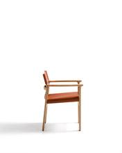 Load image into Gallery viewer, Jan chair made of light brown recycled leather fibres and FSC 100% solid ash wood with natural tone finish - image 2