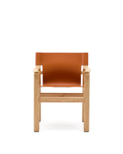 Load image into Gallery viewer, Jan chair made of light brown recycled leather fibres and FSC 100% solid ash wood with natural tone finish - image 4