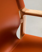 Load image into Gallery viewer, Jan chair made of light brown recycled leather fibres and FSC 100% solid ash wood with natural tone finish - image 11