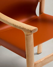 Load image into Gallery viewer, Jan chair made of light brown recycled leather fibres and FSC 100% solid ash wood with natural tone finish - image 12