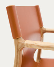 Load image into Gallery viewer, Jan chair made of light brown recycled leather fibres and FSC 100% solid ash wood with natural tone finish - image 13