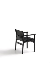 Load image into Gallery viewer, Jan chair made of black recycled leather fibres and FSC 100% solid ash wood with black finish - image 3