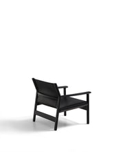 Load image into Gallery viewer, Jan armchair made of black recycled leather fibres and FSC 100% solid ash wood with black finish - image 3