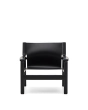 Load image into Gallery viewer, Jan armchair made of black recycled leather fibres and FSC 100% solid ash wood with black finish - image 4