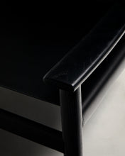 Load image into Gallery viewer, Jan armchair made of black recycled leather fibres and FSC 100% solid ash wood with black finish - image 8