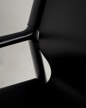 Load image into Gallery viewer, Jan armchair made of black recycled leather fibres and FSC 100% solid ash wood with black finish - image 9