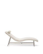 Load image into Gallery viewer, Osla chaise longue in beige chenille with brushed stainless steel legs FSC 100% 175 cm - image 2