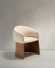 Load image into Gallery viewer, Bosca chair in beige chenille and walnut veneer FSC 100%