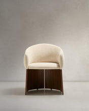 Load image into Gallery viewer, Bosca chair in beige chenille and walnut veneer FSC 100% - image 4