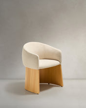 Load image into Gallery viewer, Bosca chair in beige chenille and oak veneer FSC 100%