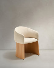 Load image into Gallery viewer, Bosca chair in beige chenille and oak veneer FSC 100% - image 2