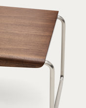 Load image into Gallery viewer, Tarsel bench in walnut veneer with brushed stainless steel structure 142cm - image 8