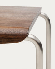 Load image into Gallery viewer, Tarsel bench in walnut veneer with brushed stainless steel structure 142cm - image 9