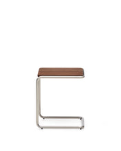 Load image into Gallery viewer, Tarsel side table in walnut veneer with brushed stainless steel structure 42 x 47cm - image 2